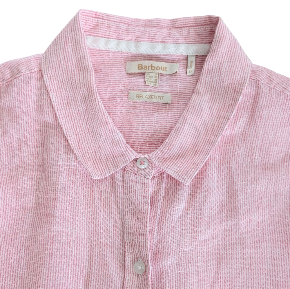 Barbour Linen Marine Button Up Shirt Size Medium - Picture 6 of 10